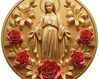 Our Lady Mary STL | Coin Depth, relief | Laser Cut | embossing | Laser engraving | 3D print