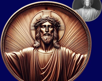 Jesus Christ Coin 3D Laser Engraving File: PNG, SVG, PDF (Digital Download
