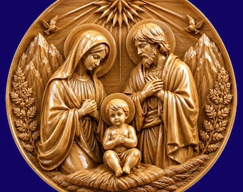 Holy Family STL | Depth, High relief | 3D Illusion | Laser Cut ,  embossing | engraving | CNC , Jesus