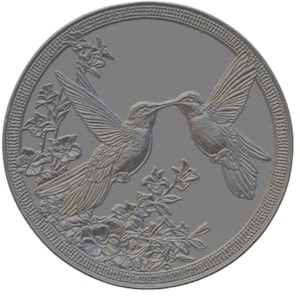 Hummingbirds Coin 3D Relief STL File | embossing | Depth, Height Map | CNC | Resin | | laser engraving image 3