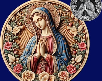 Virgin Mary 3D STL File | embossing | Depth, Height MaP | Resin | laser engraving | Our Lady