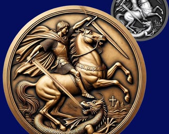 Saint George & Dragon 3D Laser Engraving File (PNG, SVG, PDF)