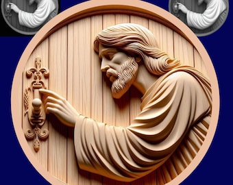 Jesus Knocking 3D Depth Map: Laser Engraving Files (PNG, SVG, PDF) for Glowforge & Xtool