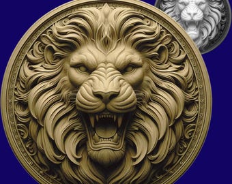 Lion STL File | Coin Depth, High relief | Laser Cut | embossing | Laser engraving | 3D print