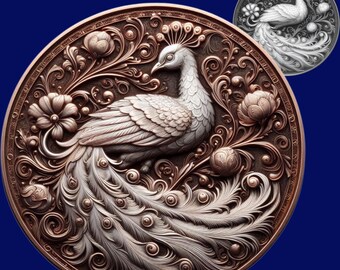 Peacock 3D Illusion Depth Map: Laser Cut File (Digital)