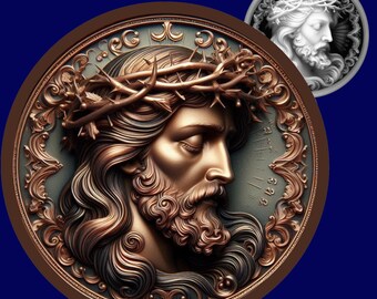 Jesus Christ Coin 3D Laser Engraving File (PNG, SVG, PDF Download)