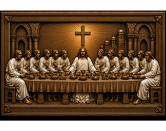 Last Supper STL | Depth, Height relief | Laser Cut | embossing | Laser engraving | 3D print | Jesus
