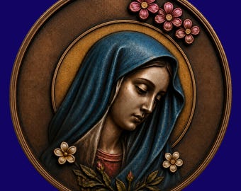 Virgin Mary STL File | Depth, Height relief | Laser Cut | embossing | Laser engraving | 3D print