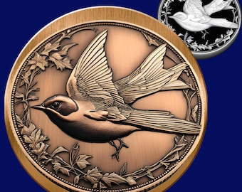 Swallow Bird 3D Laser File | depth map | PNG file | Depth engraving | brass coin | high quality images | light burn | Grayscale | CNC