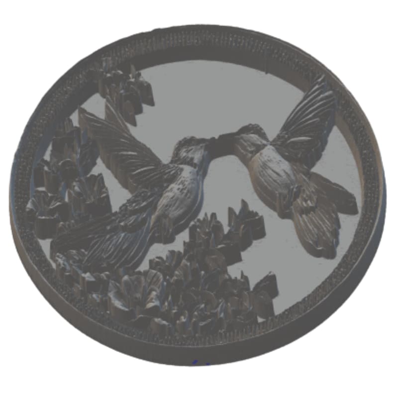 Hummingbirds Coin 3D Relief STL File | embossing | Depth, Height Map | CNC | Resin | | laser engraving image 5