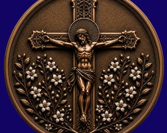 Crucifix Jesus STL File | embossing | Depth, Height , laser engraving | CNC | Laser cut | PNG