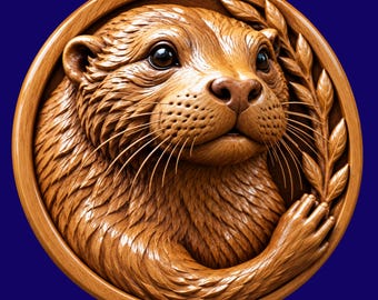 Otter STL File | Depth, High relief | 3D Illusion | Laser Cut   embossing |  Resin | engraving | CNC