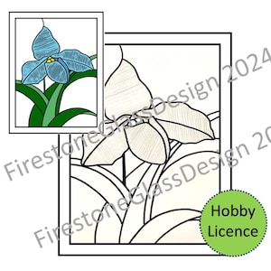 Large Blue Orchid Stained Glass Pattern - Hobby Licence