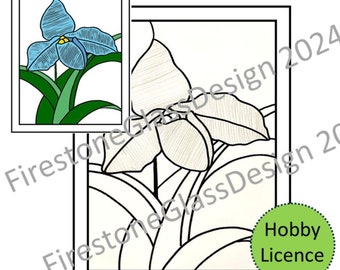 Large Blue Orchid Stained Glass Pattern - Hobby Licence