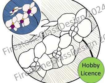 Four White Orchids Stained Glass Pattern - Hobby Licence