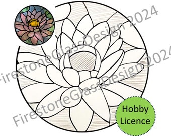 Pink Water Lily Stained Glass Pattern - Hobby Licence