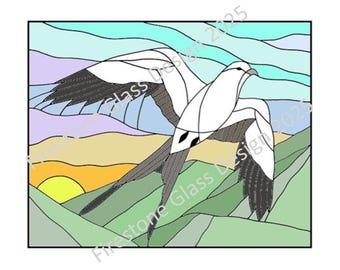 Flying Swallow Tailed Kite Stained Glass Pattern