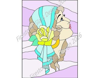 Girl 3 Tattoo Inspired Stained Glass Pattern