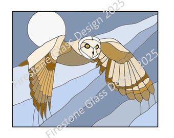 Owl in Flight 2 Stained Glass Pattern