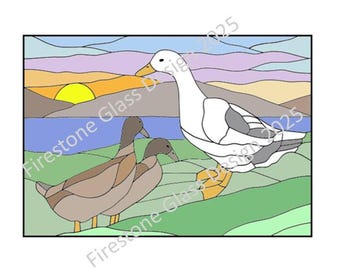 Three Ducks Stained Glass Pattern