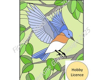 Bluebird in Flight Stained Glass Pattern - Hobby Licence