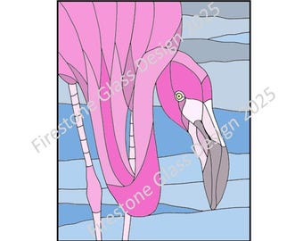 Flamingo Bird Stained Glass Pattern