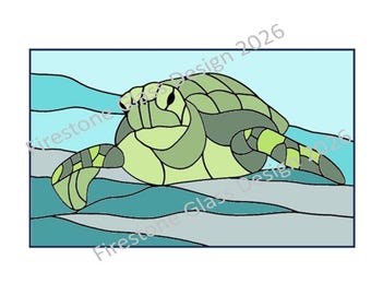 Sea Turtle 2 Stained Glass Pattern