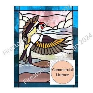 Goldfinch Stained Glass pattern - Commercial Licence