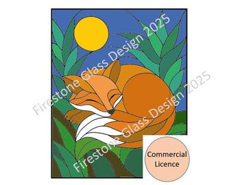 Fox Sleeping Stained Glass Pattern - Commercial Licence