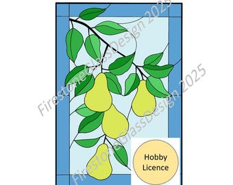 Pear Fruit Tree Branch Stained Glass Pattern- Hobby Licence