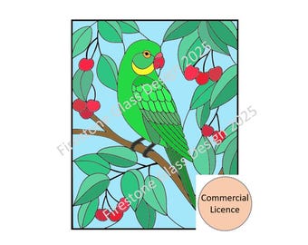 Parakeet Bird Stained Glass Pattern - Commercial Licence