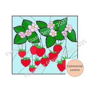 Strawberry Stained Glass Pattern - Commercial Licence