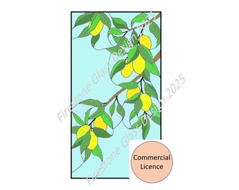 Large Lemon Tree Branch Stained Glass Pattern - Commercial Licence