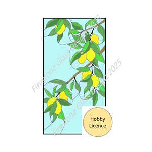 May include: An illustration of a lemon tree branch with green leaves and yellow lemons against a light blue background. The text "Firestone Glass Design 2025" is diagonally across the image. A circular badge reads "Hobby Licence".