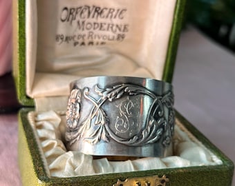 Servilletero antiguo de plata maciza estilo Art Nouveau