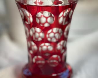 Antique Biedermeier Bohemian Ruby Cut to Clear Glass Beaker 19th Century Museum Quality Imperial Austrian Bohemia