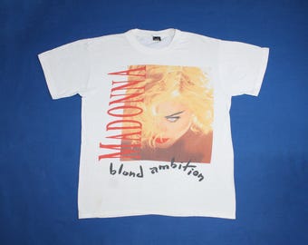 Vtg 1990 Madonna Blond Ambition Tour Concert T-shirt White XL 90s