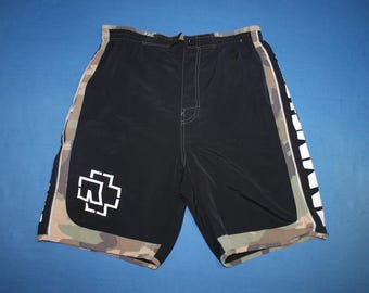 Rammstein Swim Shorts Black Military Board Shorts Men’s Size L/XL Fits M Rock Band Merch