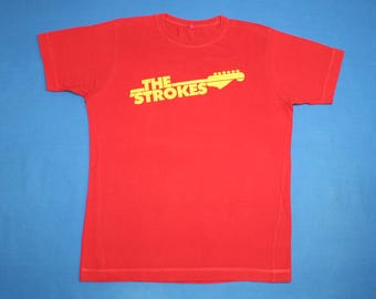 T-shirt vintage The Strokes Europe 2006 — rossa da uomo, taglia media, stampa del tour sul retro, date europee