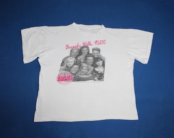 Beverly Hills 90210 T-Shirt – 1993 Vintage Women’s Tee, Pink Logo, Cast Photo, Small Fit