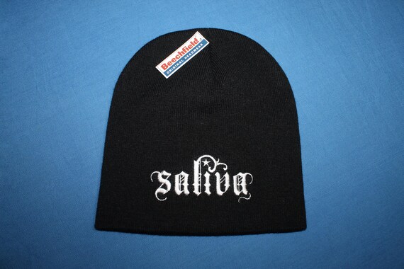 Saliva Band Beanie Hat — Beechfield Original Headwear — Deadstock Vintage Rock Merch — Embroidered Logo