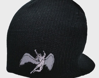 Led Zeppelin Swan Song Billed Beanie Visor Black Beanie NEW  display picture 3
