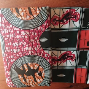 Afrikanische Ankara rot, orange und grün Vogel Motiv Baumwolle Wachs Druck Stoff Material fat Quarter Patchwork Nähen Handwerk