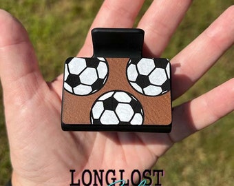 Soccer Hand Painted Small Hair Claw Clip 2" Sports