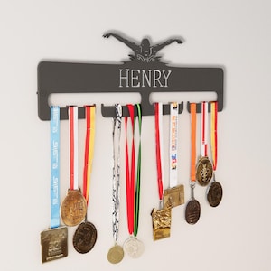 Personalized Medal Hanger for Swimmers - Butterfly Stroke Design - Wall-Mounted Sports Medal Display Holder