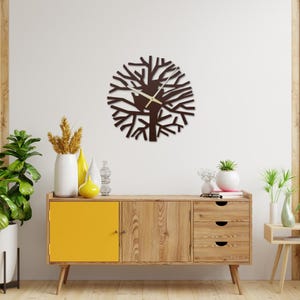 Minimalist Tree Wall Clock: Metal Nature-Inspired Home Decor