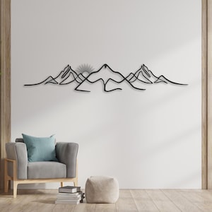 Mountain Forest Silhoutte Metal Wall Art, Outdoor Decor,  Large Forest Metal Nature Wall Decor, Nature Decor Gift