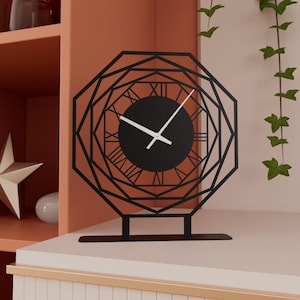 Minimalist Roman Numeral Desk Clock: Silent Metal Timepiece