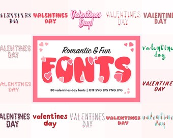 Valentines Day Font Bundle | 30 Romantic Fonts (SVG, OTF)