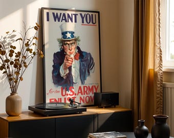 WWII Uncle Sam 'I Want You' Art Print: Vintage Military Poster